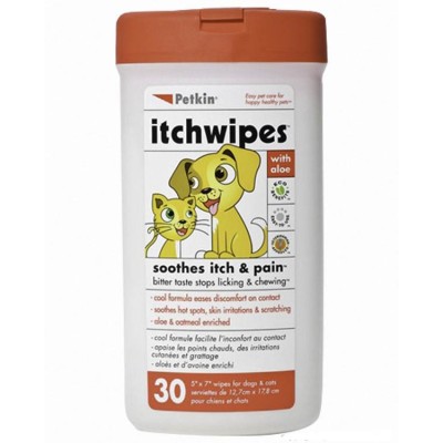 Petkin Pet Itch Wipes (30ct) for Cat And Dog